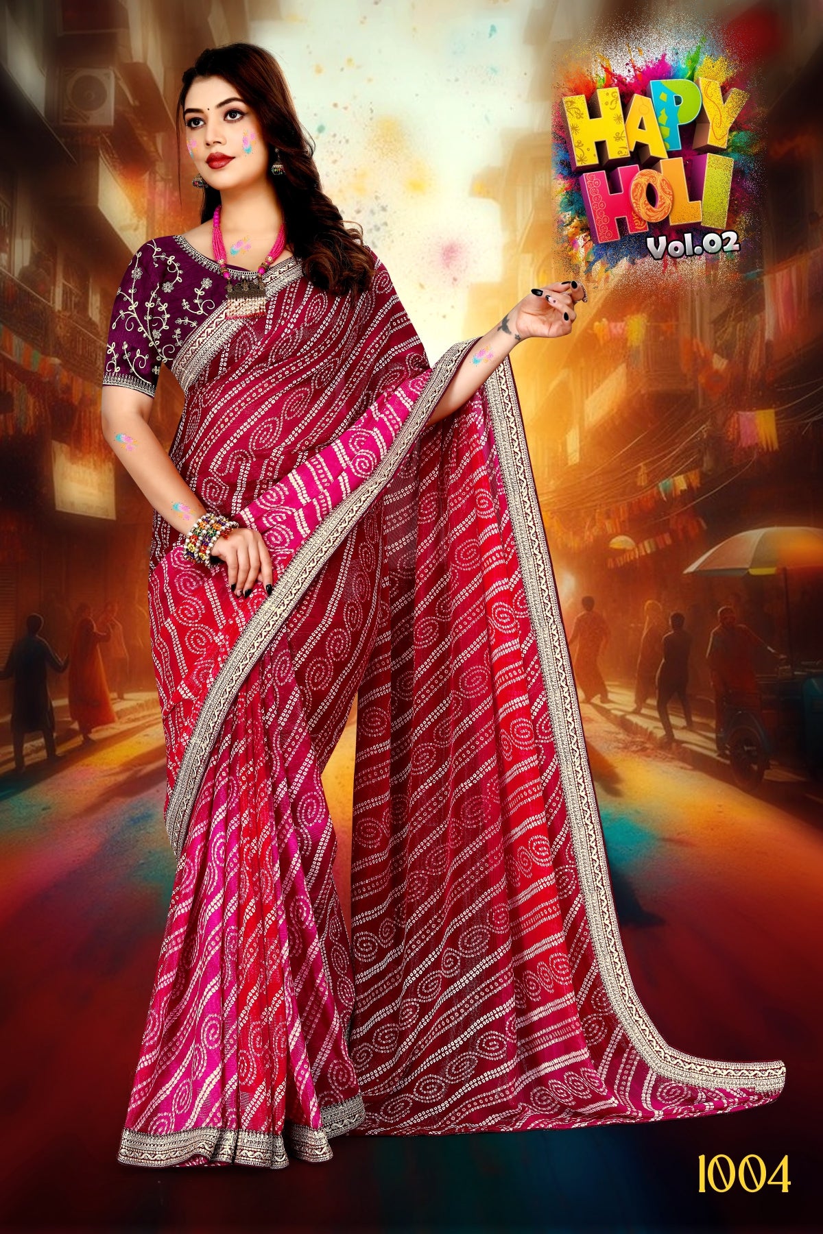 SKU ;RF 2300 RAJ FASHION PURE GEORGETTE JAIPURI BANDHANI SAREE PREMIUM SAREE