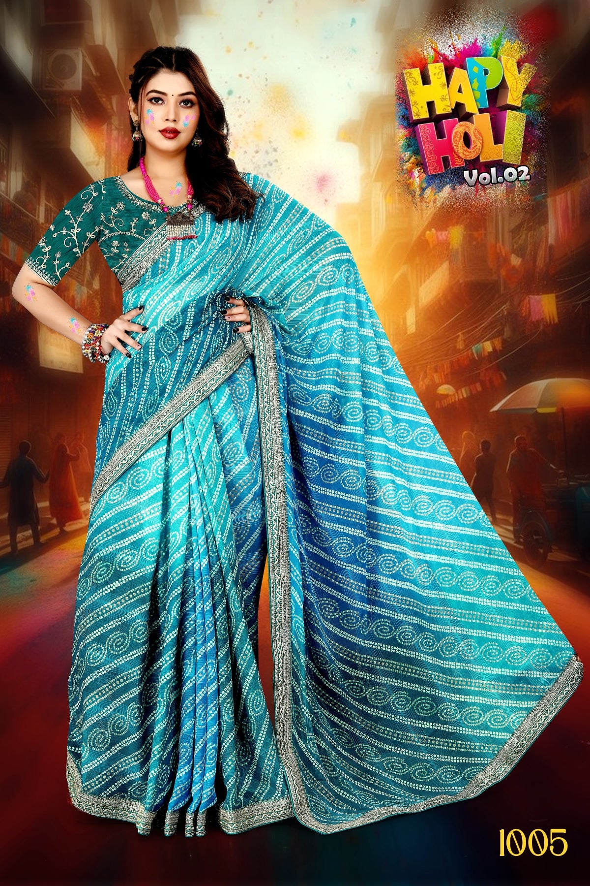 SKU ;RF 2300 RAJ FASHION PURE GEORGETTE JAIPURI BANDHANI SAREE PREMIUM SAREE