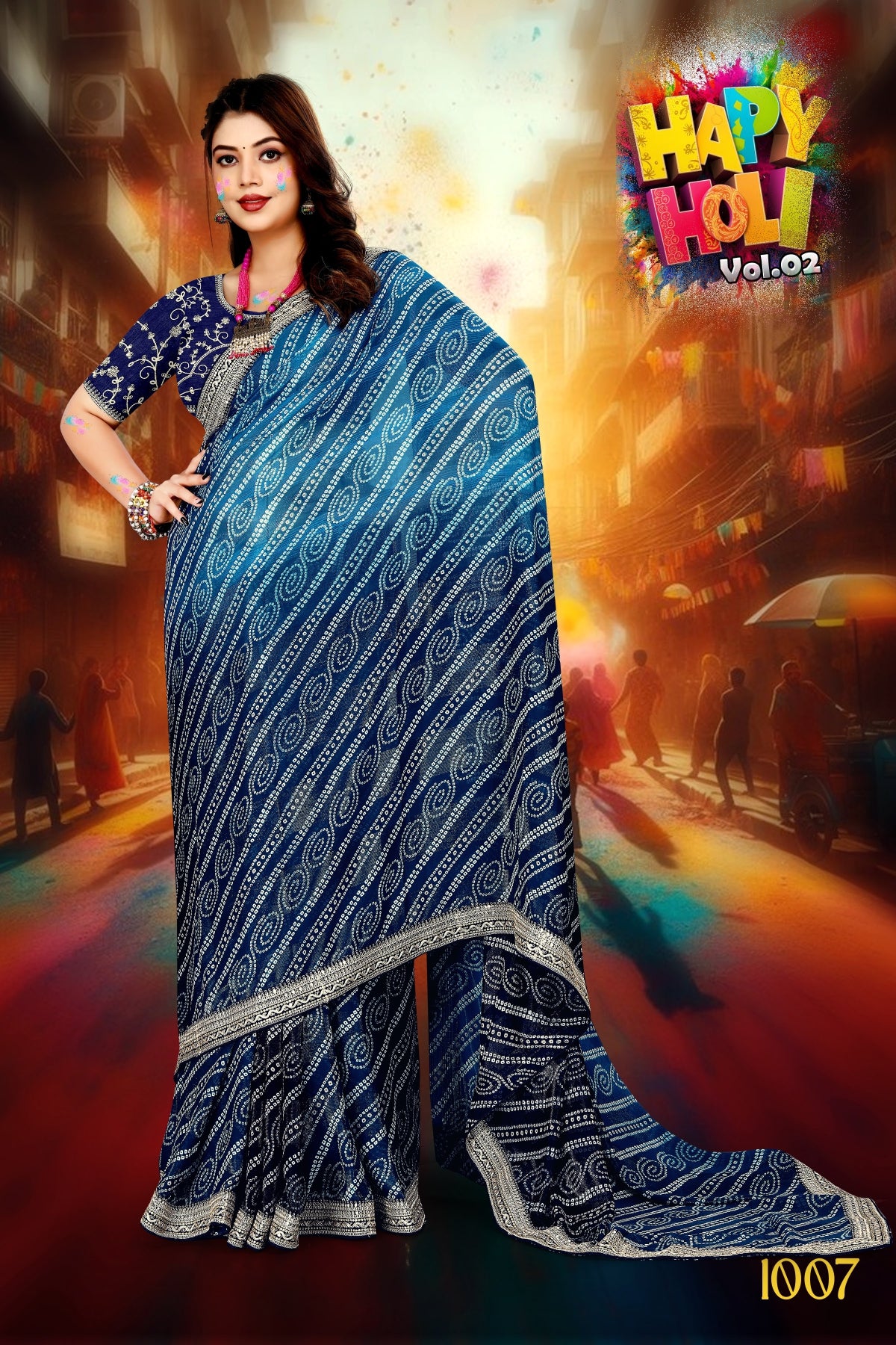 SKU ;RF 2300 RAJ FASHION PURE GEORGETTE JAIPURI BANDHANI SAREE PREMIUM SAREE
