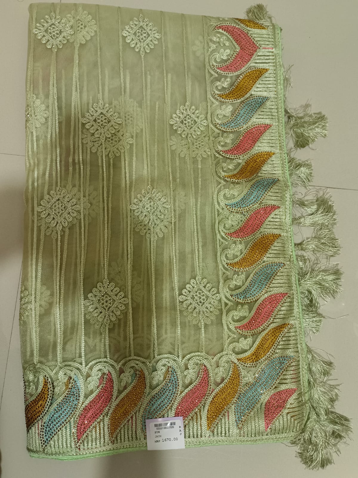 SKU ;RF44 RAJ FASHION ORGANZA EMBROIDERY WITH SIROSKI SAREE PREMIUM