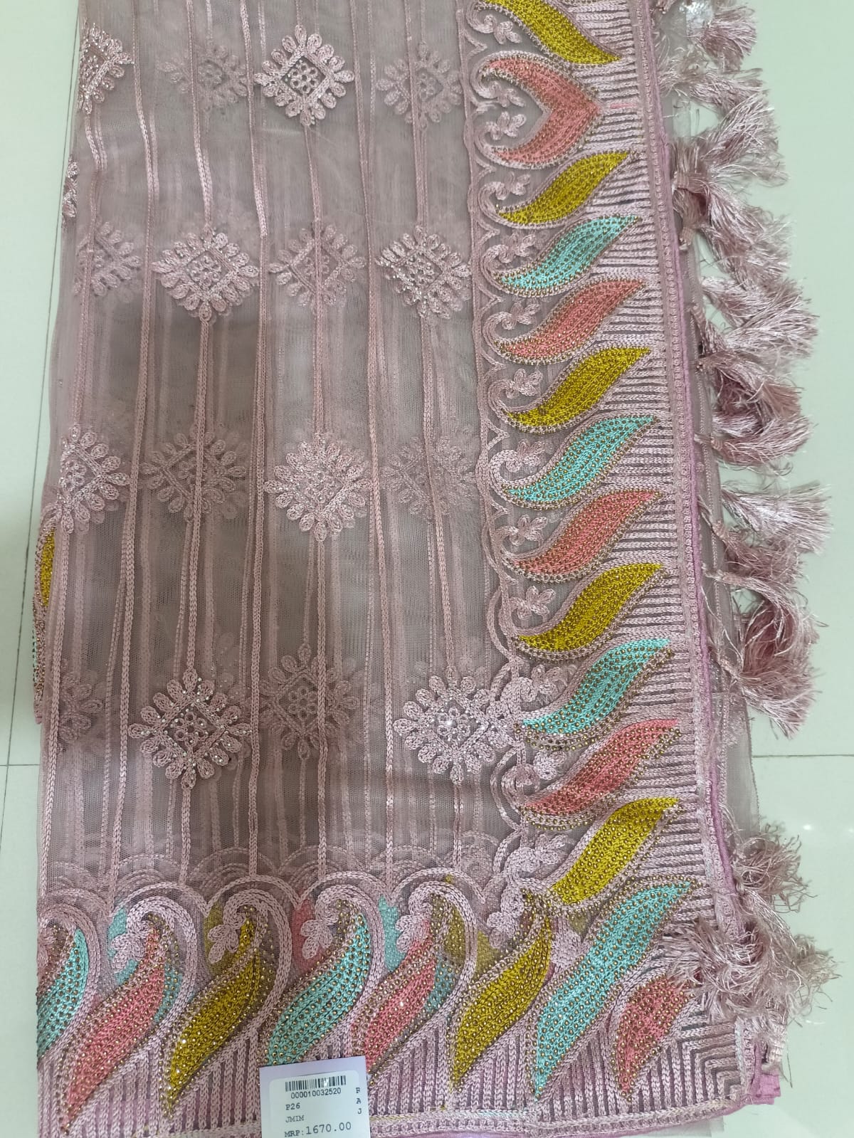 SKU ;RF44 RAJ FASHION ORGANZA EMBROIDERY WITH SIROSKI SAREE PREMIUM