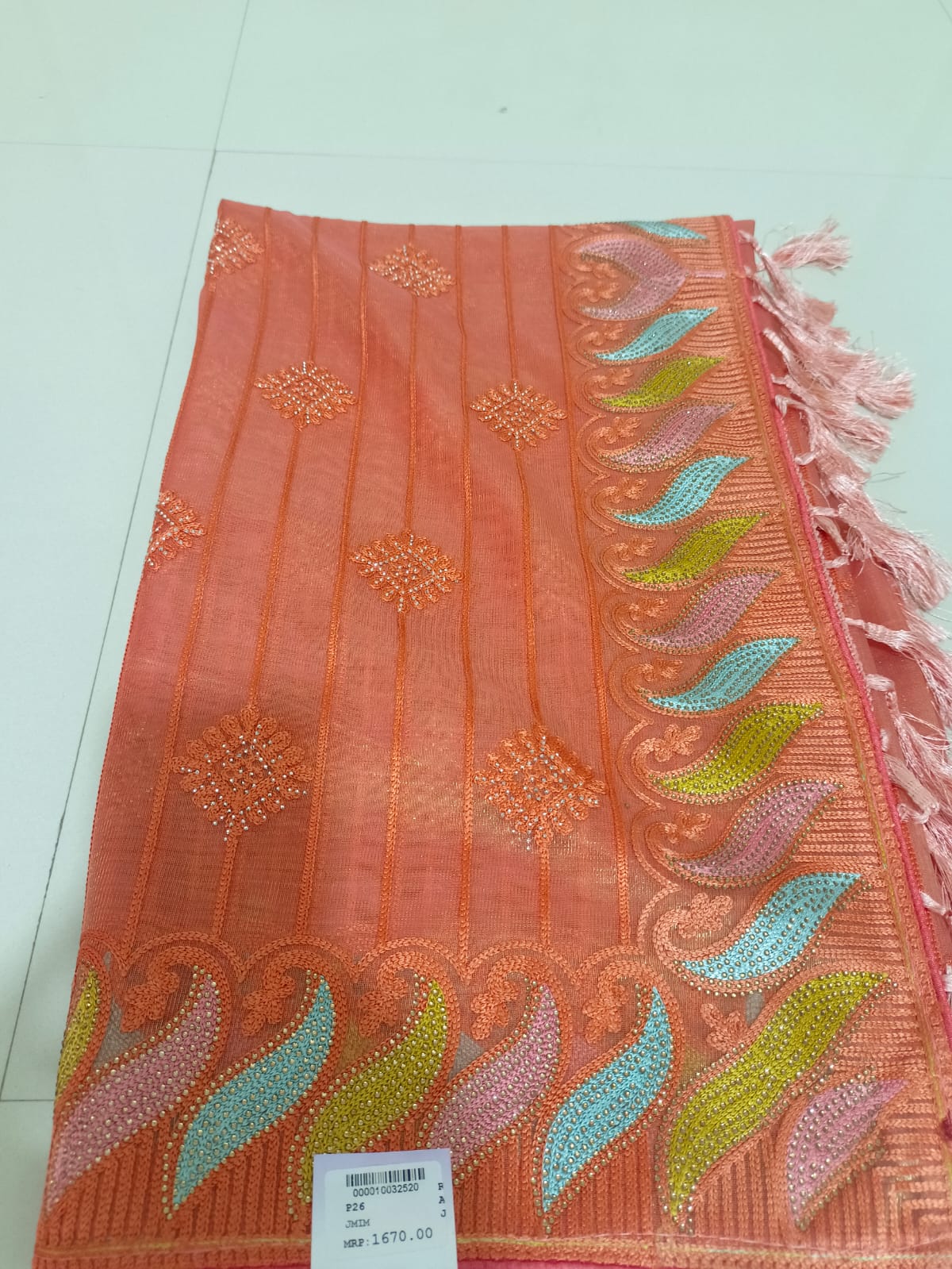 SKU ;RF44 RAJ FASHION ORGANZA EMBROIDERY WITH SIROSKI SAREE PREMIUM