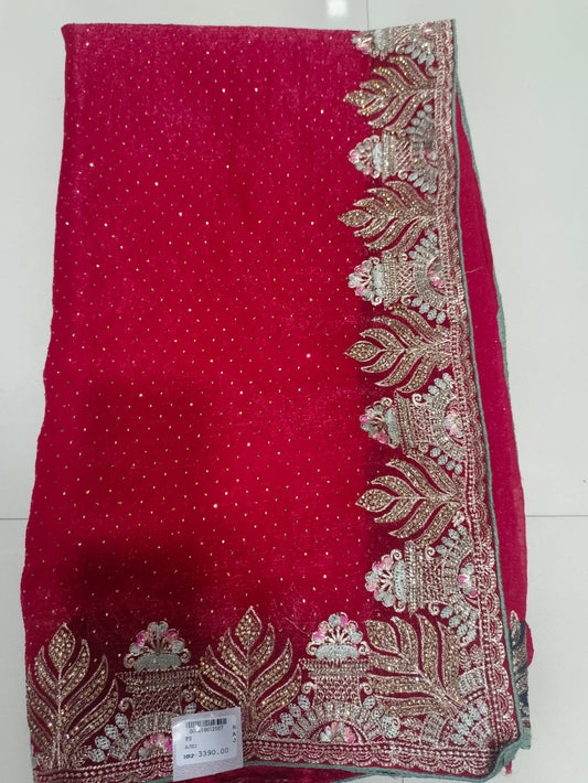 SKU ; RF54 RAJ FASHION ZARDOSI WITH SIROSKI WORK TREDDING SAREE CHIFFON
