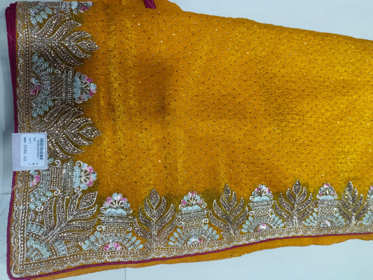 SKU ; RF54 RAJ FASHION ZARDOSI WITH SIROSKI WORK TREDDING SAREE CHIFFON