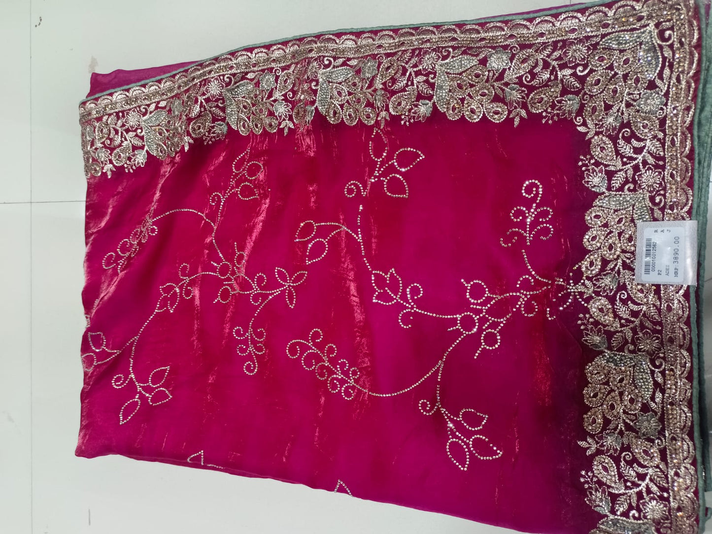 SKU ;RF56 RAJ FASHION ZARDOSI BORDER WITH SIROSKI  CHIFFON SAREE