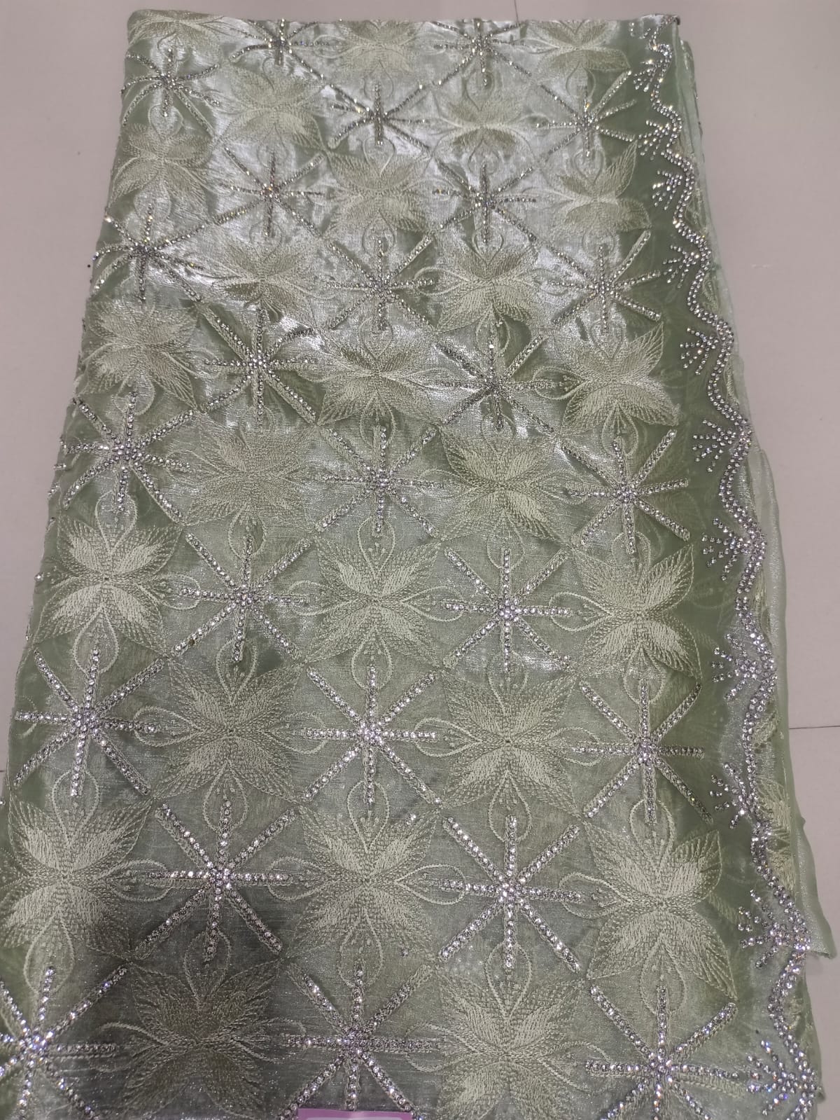 SKU;RF40 RAJ FASHION TISSUE EMBROIDERY WITH ZARKHAN DAIMOND SAREE