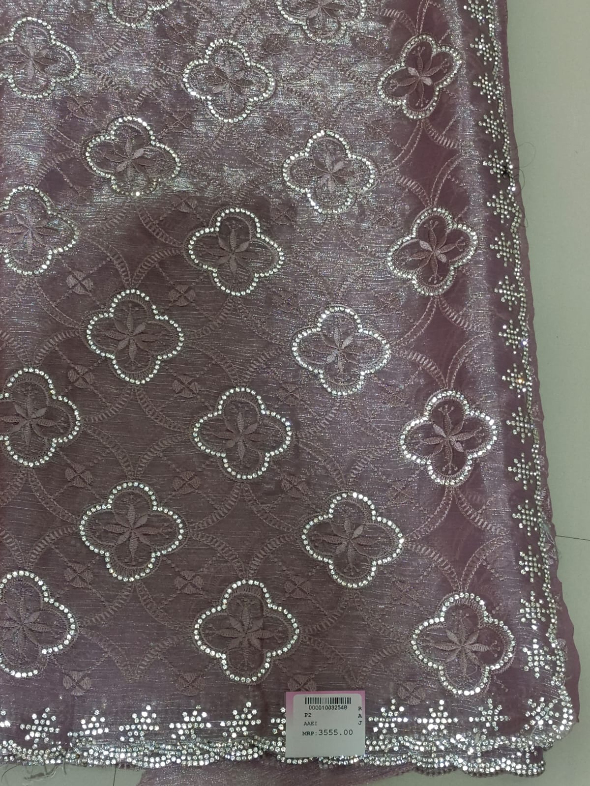 SKU;RF40 RAJ FASHION TISSUE EMBROIDERY WITH ZARKHAN DAIMOND SAREE