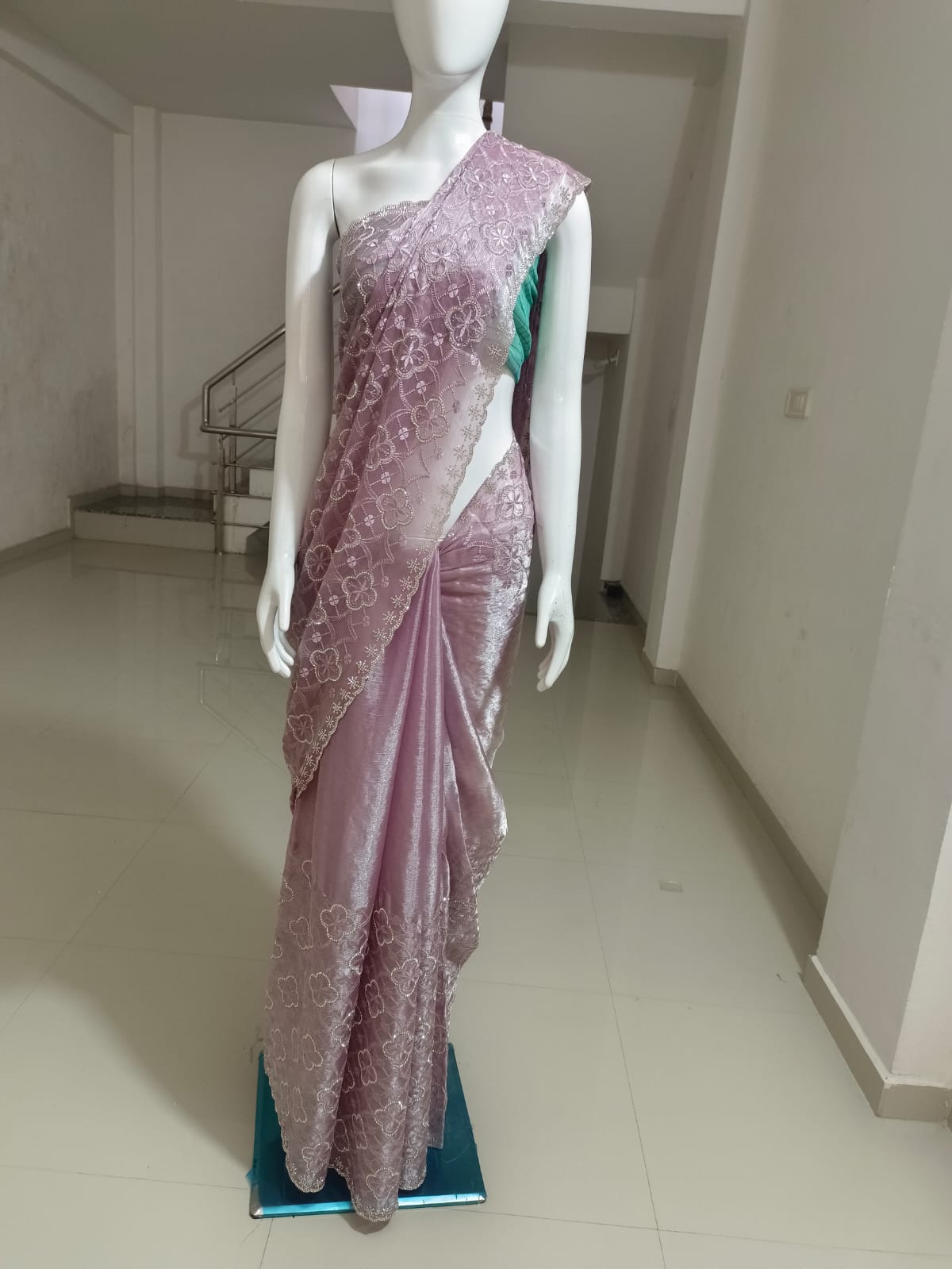 SKU;RF40 RAJ FASHION TISSUE EMBROIDERY WITH ZARKHAN DAIMOND SAREE
