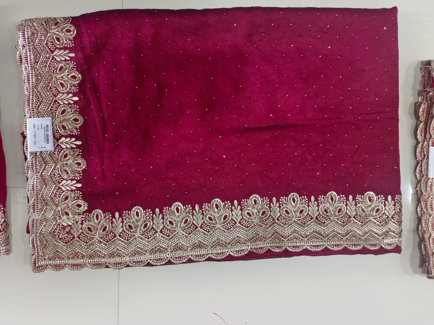 SKU;RF67 RAJ FASHION RESAM JARI WITH SIROSKI DAIMOND WORK CHIFFON SAREE