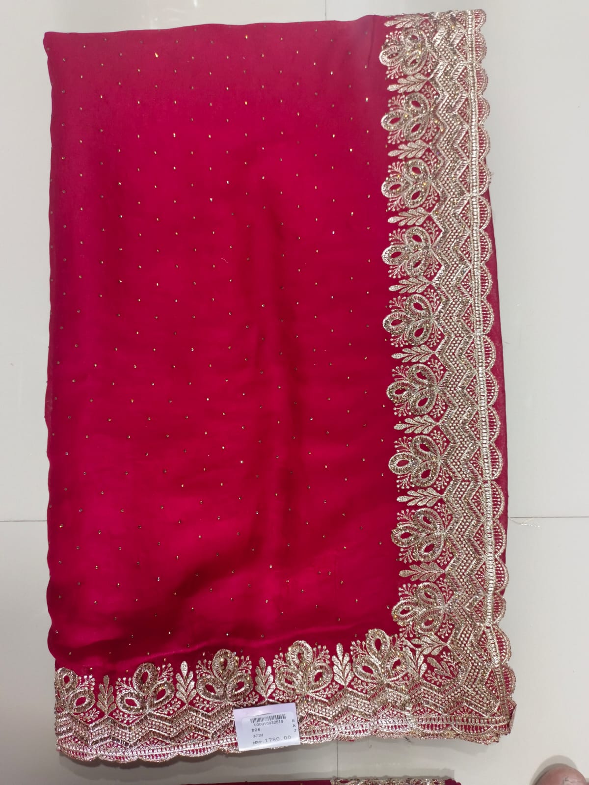 SKU;RF67 RAJ FASHION RESAM JARI WITH SIROSKI DAIMOND WORK CHIFFON SAREE