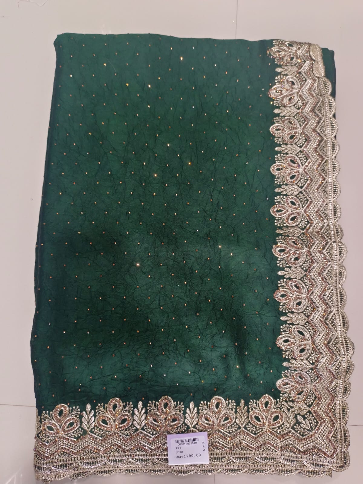 SKU;RF67 RAJ FASHION RESAM JARI WITH SIROSKI DAIMOND WORK CHIFFON SAREE