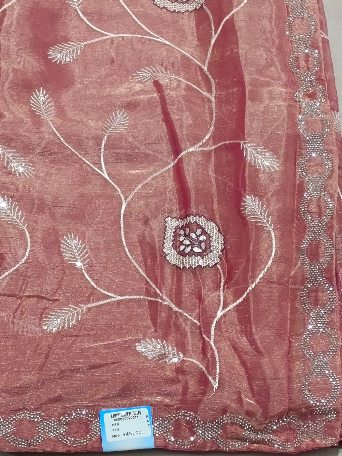 SKU ;RF86 RAJ FASHION STONE BORDER EMBROIDERY WORK JIMMY CHHO SAREE