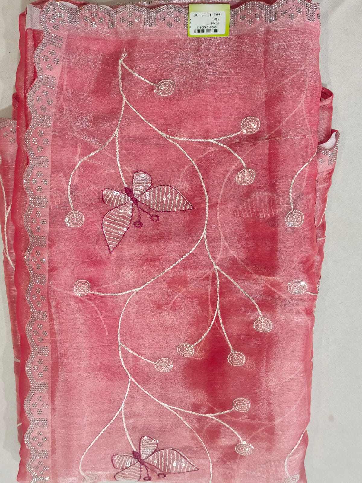 SKU ;RF 116 RAJ FASHION  CHIKANKARI WITH SEQUENCE JIMMY CHO SAREE