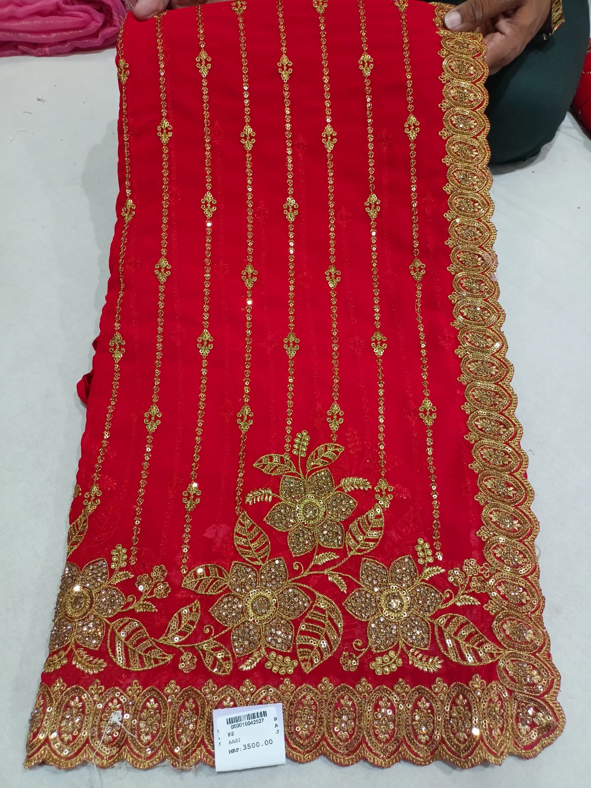 SKU RF 133 RAJ FASHION DULHAN SAREE RED COLOURE CODDING WORK