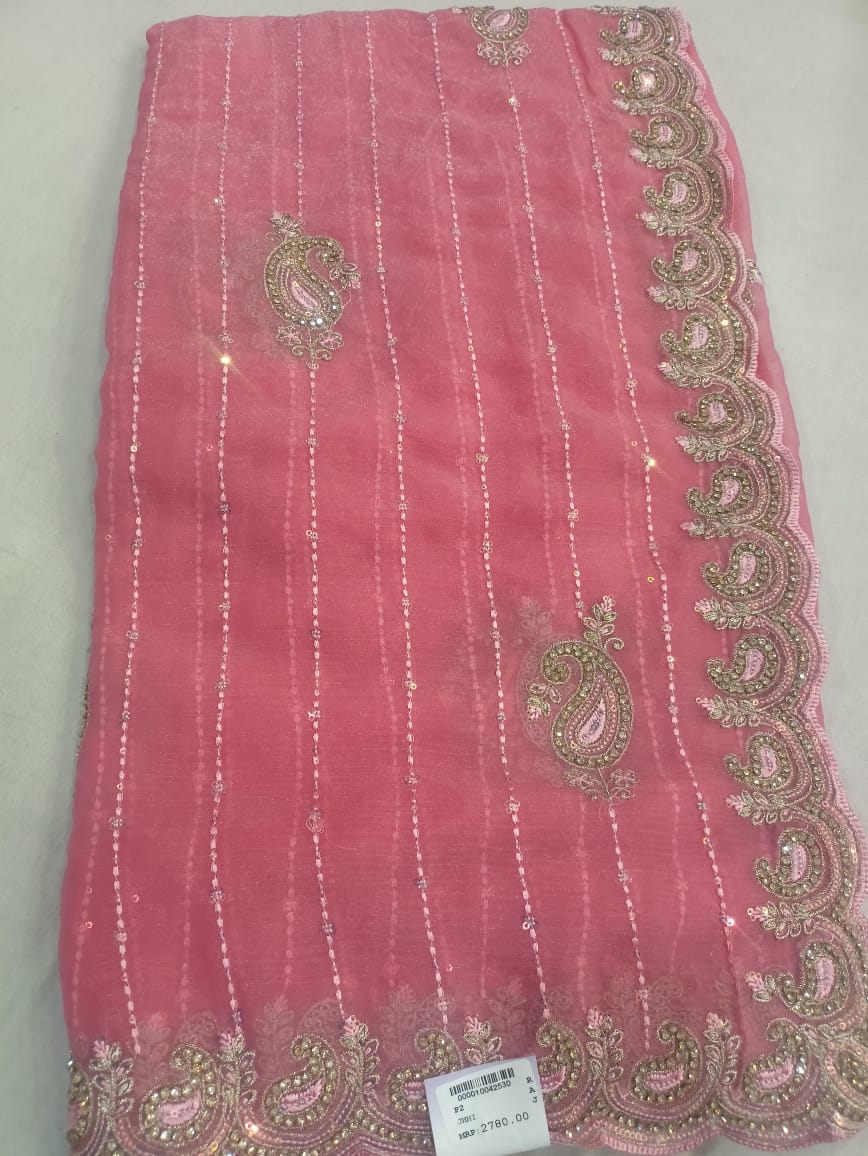 SKU RF148 RAJ FASHION NEW ORGANZA HANDMADE CODING EMBROIDERY ZARI STON WORK