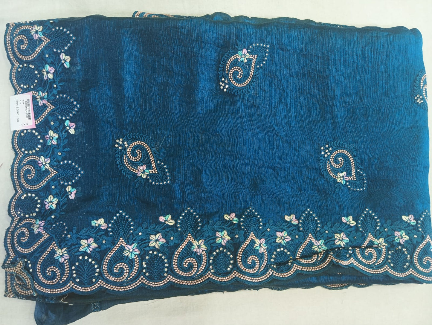 SKU ;RF222 RAJ FASHION FANDY CHIFFON NEW TREDDING SAREE PETROL BLUE