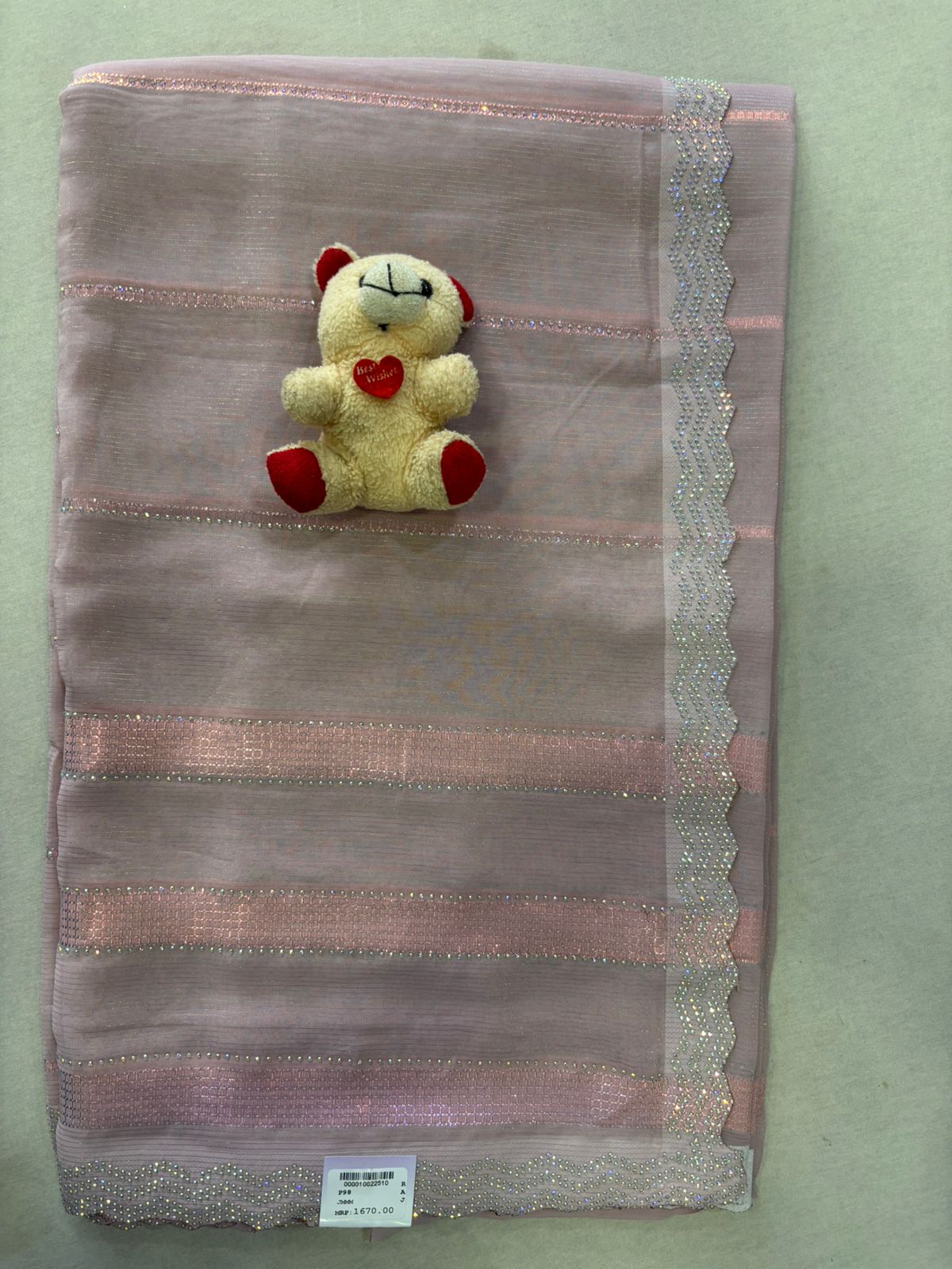 SKU; RF256 RAJ FASHION GEORGETTE TISSU FABRIC WHITH DAIMOND WORK