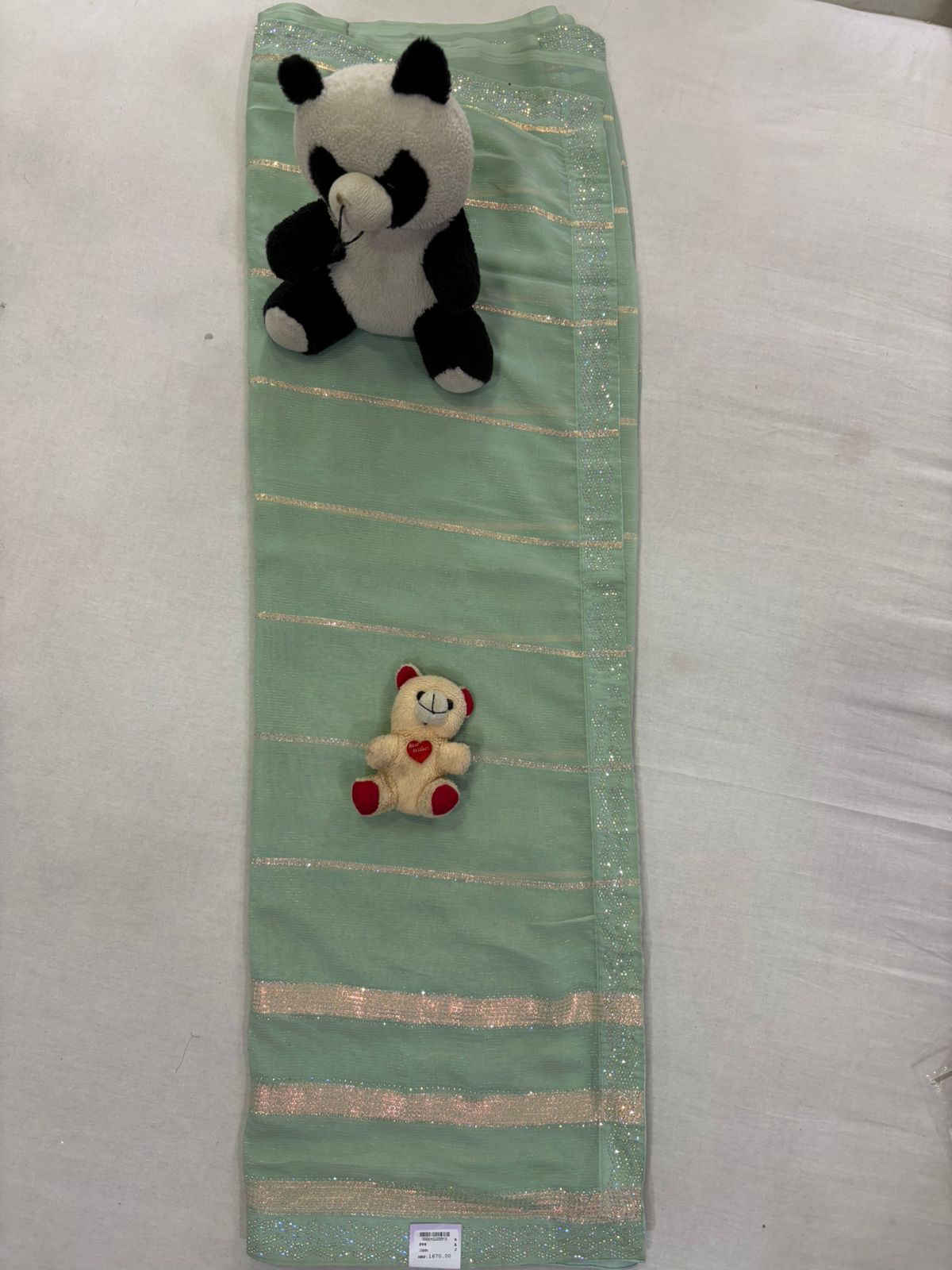 SKU; RF256 RAJ FASHION GEORGETTE TISSU FABRIC WHITH DAIMOND WORK