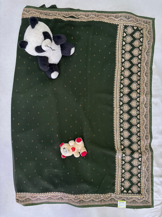 SKU; RF269 RAJ FASHION GEORGETTE SAREE MIRRAR WORK BORDER