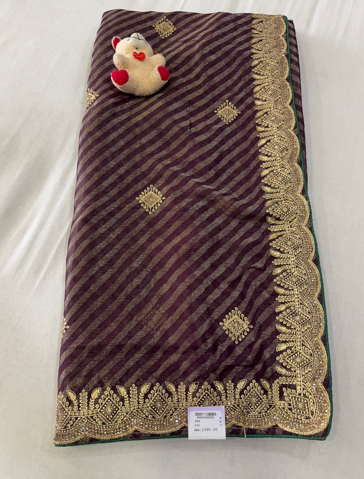 SKU; RF335 RAJ FASHION LEHARIYA SAREE ORGANZA EMBROIDERY SAREE