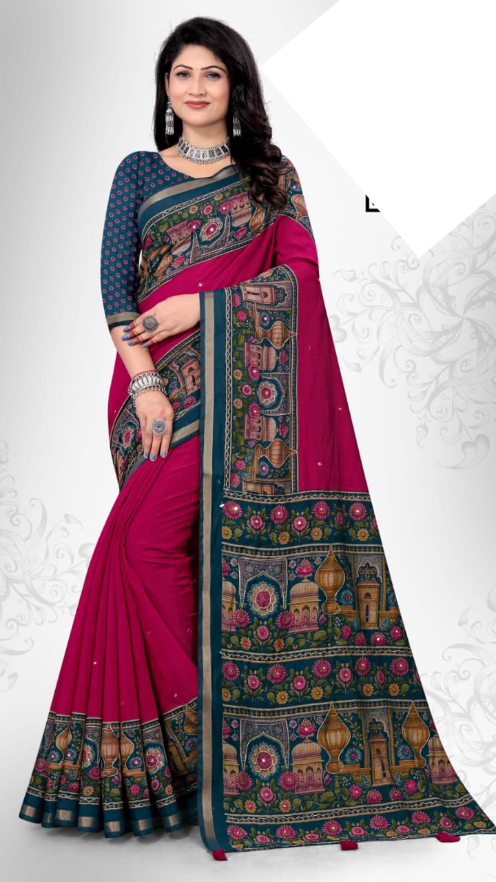 SKU ; RF356 RAJ FASHION COTTAN SAREE FEBRIC MAL SOFT SAREE GATHA 27029