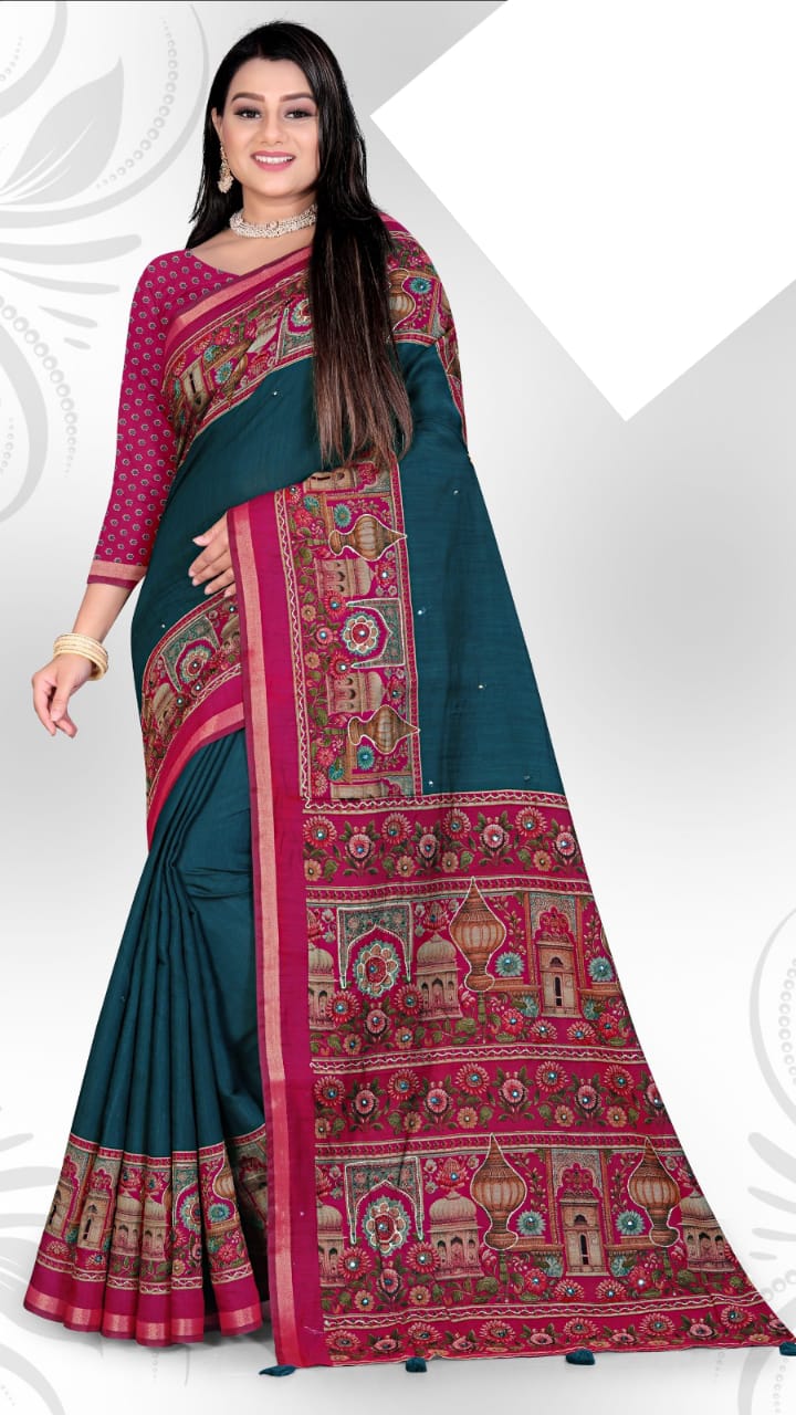SKU ; RF356 RAJ FASHION COTTAN SAREE FEBRIC MAL SOFT SAREE GATHA 27029