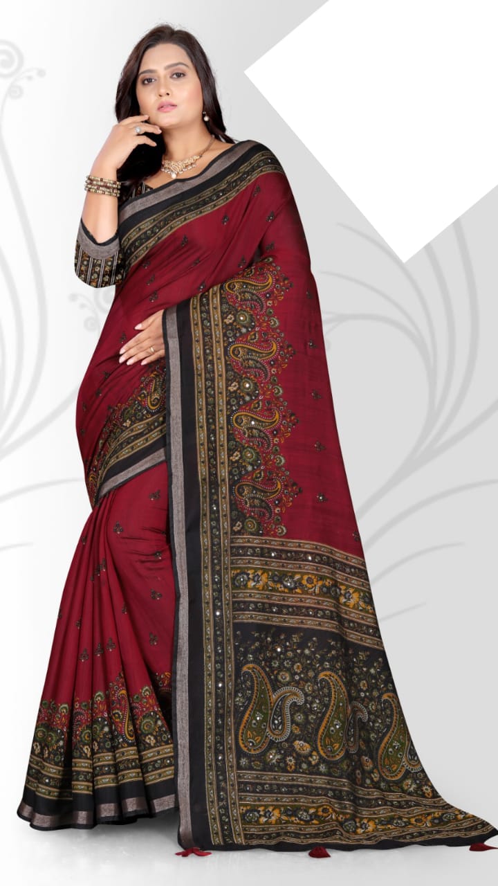 SKU ;RF364 RAJ FASHION COTTAN SAREE WITH MIRRAR WORK MISHIKA 27008