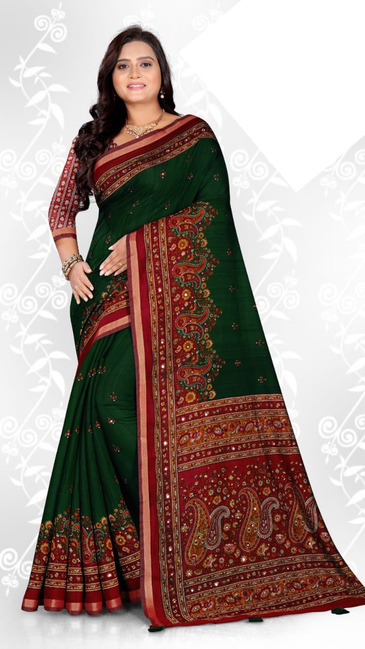 SKU ;RF364 RAJ FASHION COTTAN SAREE WITH MIRRAR WORK MISHIKA 27008