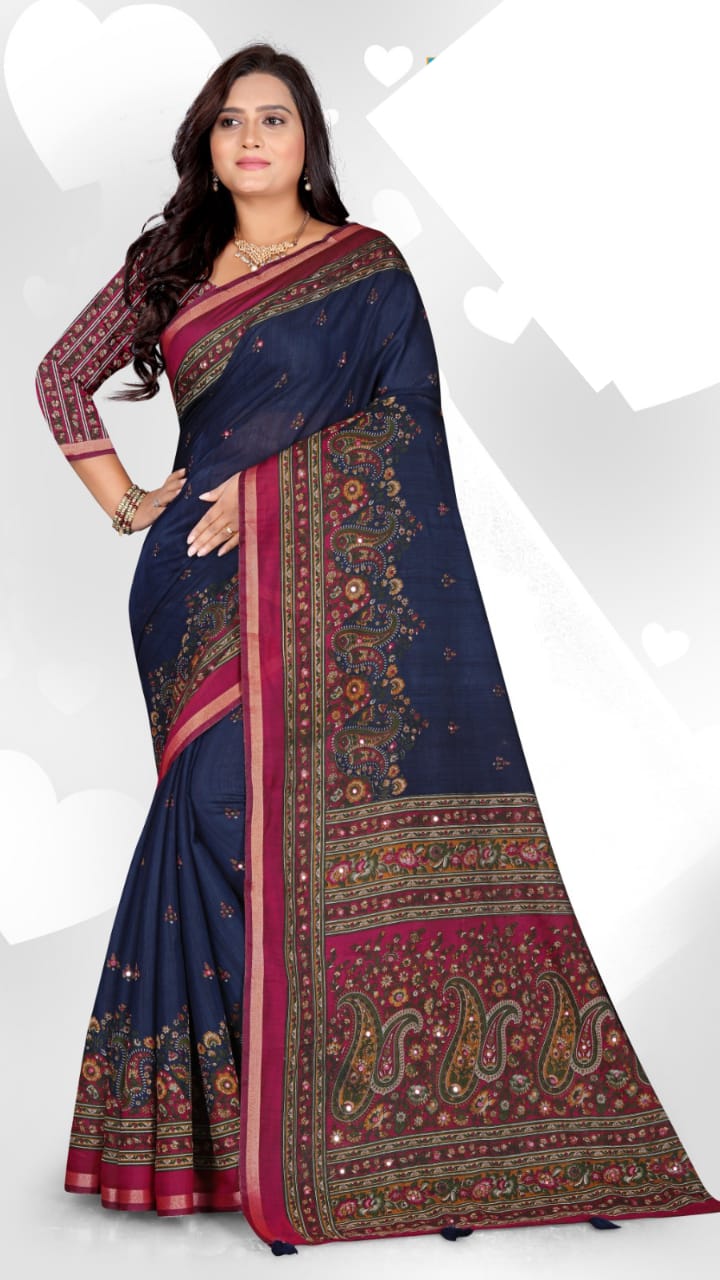 SKU ;RF364 RAJ FASHION COTTAN SAREE WITH MIRRAR WORK MISHIKA 27008
