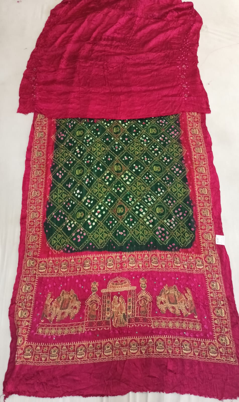 SKU; RF57 RAJ FASHION PURE GAJI SILK SAREE BANDHANI SAREE HANDWORK