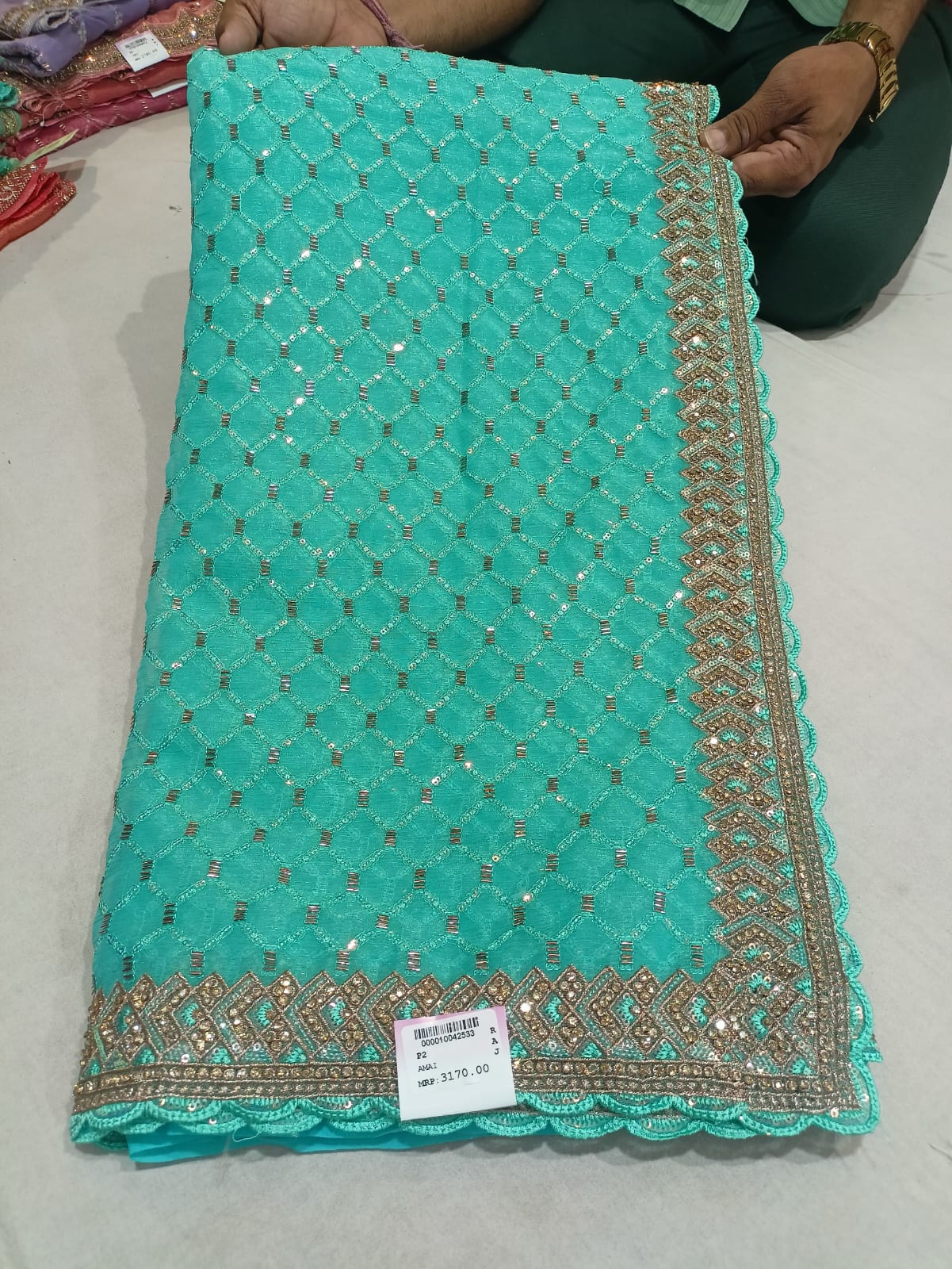 SKU ;RF59 RAJ FASHION HANDMADE BORDER TISSSE TREDDING SAREE
