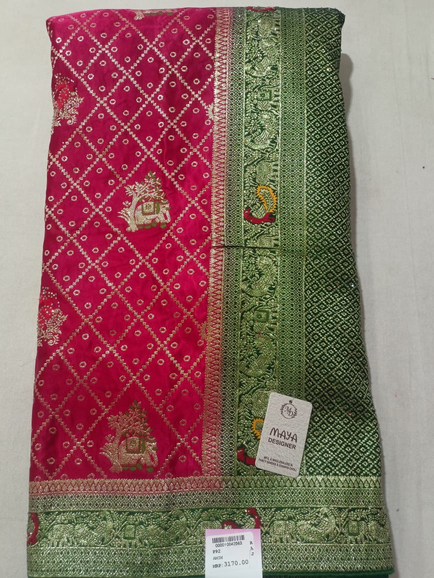 SKU; ;RF155 RAJ FASHION PURE SILK BANARASI STYLE PREMIUM SAREE