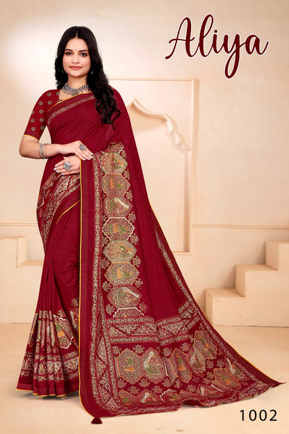 SKU ;RF2400 RAJ FASHION NEW FABRIC PALNE SILK PASMINA PREMIUM SAREE
