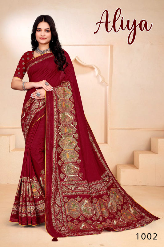 SKU ;RF2400 RAJ FASHION NEW FABRIC PALNE SILK PASMINA PREMIUM SAREE
