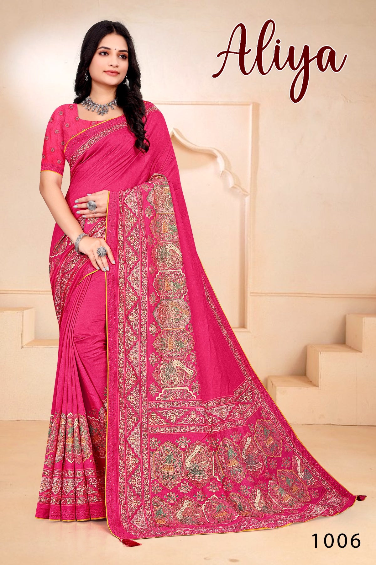 SKU ;RF2400 RAJ FASHION NEW FABRIC PALNE SILK PASMINA PREMIUM SAREE
