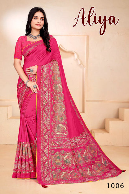 SKU ;RF2400 RAJ FASHION NEW FABRIC PALNE SILK PASMINA PREMIUM SAREE