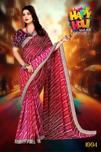 SKU ;RF 2300 RAJ FASHION PURE GEORGETTE JAIPURI BANDHANI SAREE PREMIUM SAREE