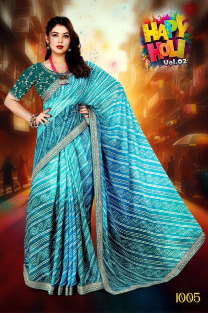 SKU ;RF 2300 RAJ FASHION PURE GEORGETTE JAIPURI BANDHANI SAREE PREMIUM SAREE