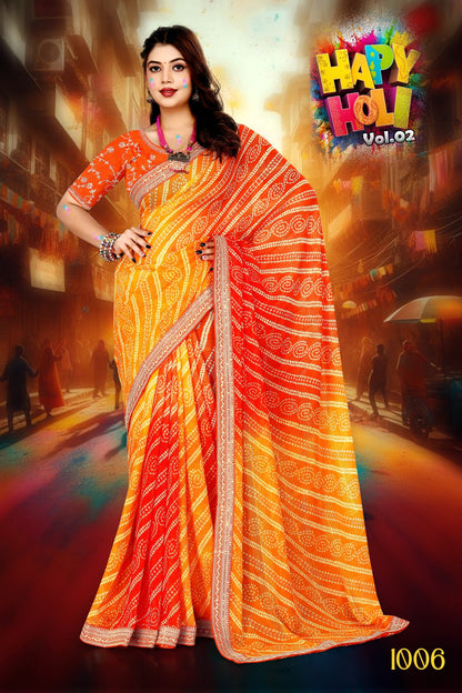 SKU ;RF 2300 RAJ FASHION PURE GEORGETTE JAIPURI BANDHANI SAREE PREMIUM SAREE