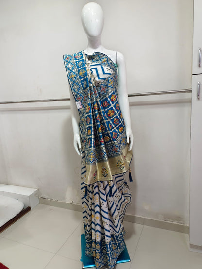 SKU;RF229 RAJ FASHION  LEHARIYA PATTOLA PASMINA SAREE
