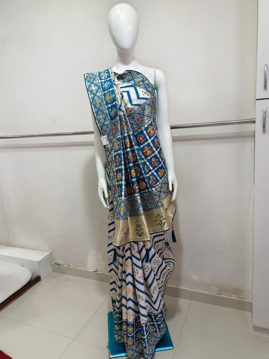 SKU;RF229 RAJ FASHION  LEHARIYA PATTOLA PASMINA SAREE