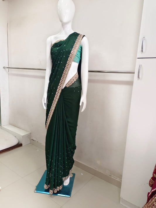 SKU; RF29 RAJ FASHION  GEORGETTE DAIMOND BORDER FANCY SAREE