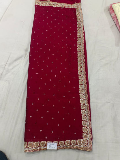 SKU; RF29 RAJ FASHION  GEORGETTE DAIMOND BORDER FANCY SAREE