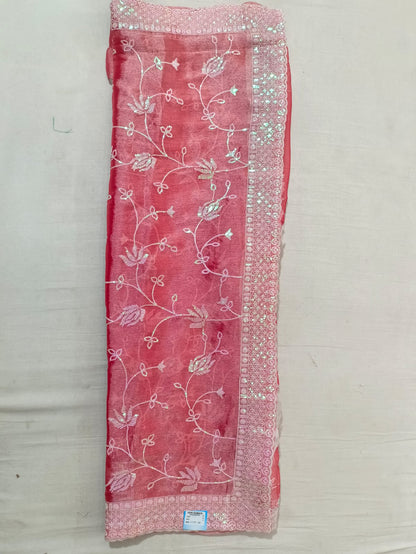 SKU ;RF32 RAJ FASHION JIMMY CHHO SEQUNCE EMBROIDERY WORK SAREE
