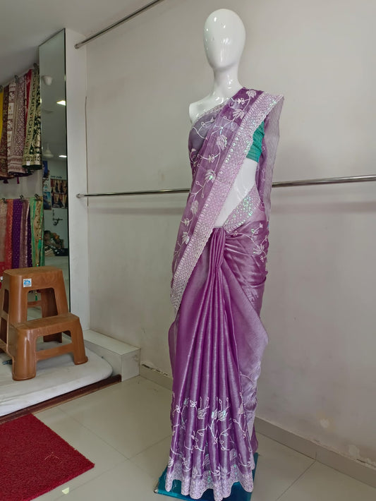 SKU ;RF32 RAJ FASHION JIMMY CHHO SEQUNCE EMBROIDERY WORK SAREE