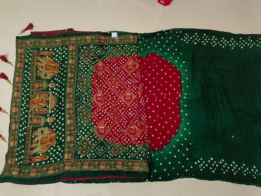 SKU ;RF38 RAJ FASHION PURE GAJI HANDWORK BANDHANI SAREE PREMIUM SAREE