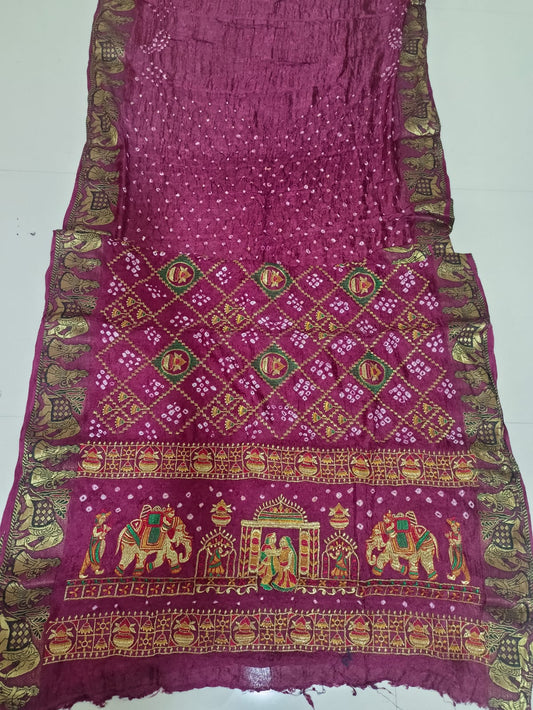 SKU ;RF97 RAJ FASHION PURE GAJI BANDHANI RESAM WORK BANRASI BORDER