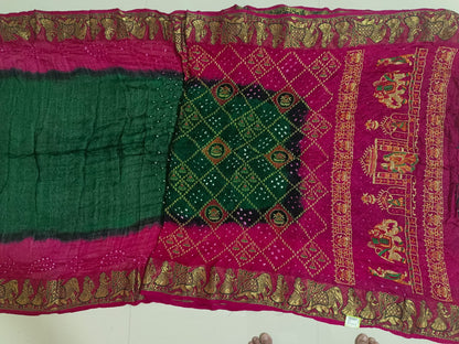 SKU ;RF97 RAJ FASHION PURE GAJI BANDHANI RESAM WORK BANRASI BORDER