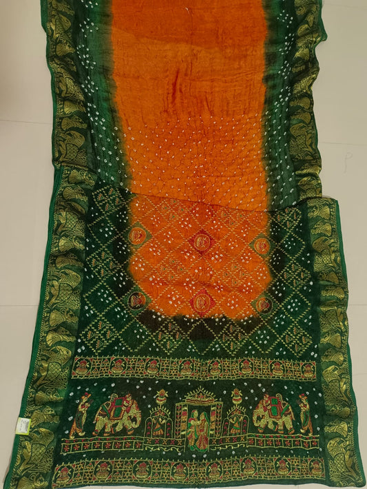 SKU ;RF97 RAJ FASHION PURE GAJI BANDHANI RESAM WORK BANRASI BORDER