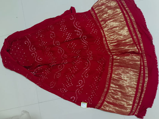 SKU ;RF51 RAJ FASHION PURE GAJI LANGDI PATTA BANDHANI SAREE
